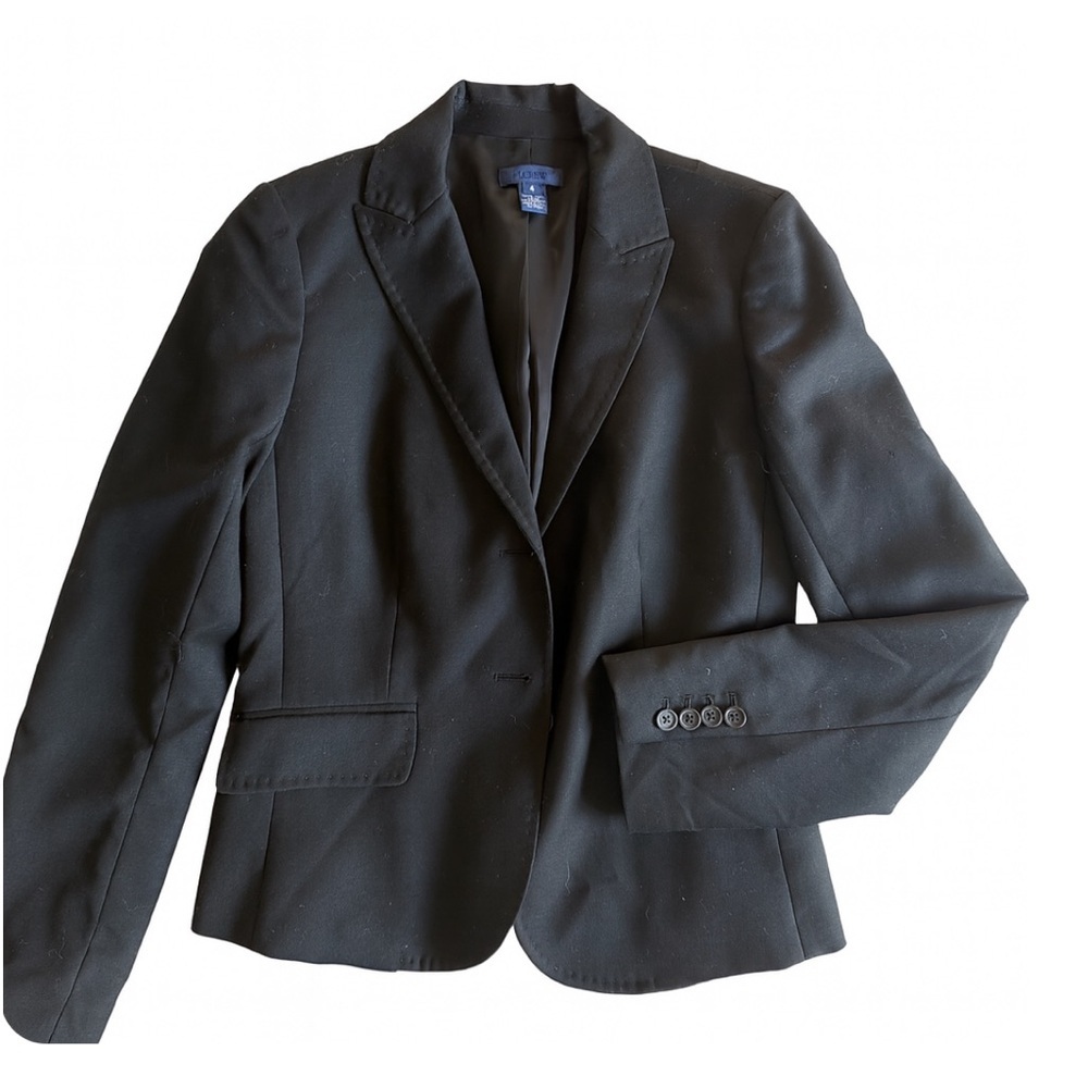J Crew Wool Blazer Womens Black Size 4 Super 120